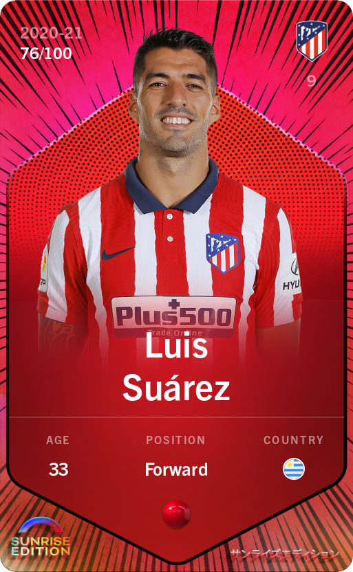 Sorare - Sorare Official - Luis Suárez 2020-21 • Rare 76/100 - NFT # 24426248161165525001034266883246080583462507248236606470224598647218312542362