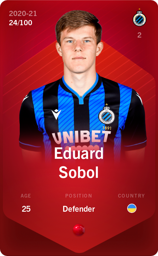 Sorare - Sorare Official - Eduard Sobol 2020-21 • Rare 24/100 - NFT # 89349534997089905983446209416024092971610402398367514647753269030628546766543