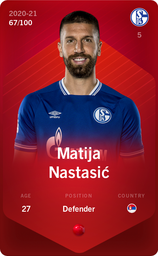 Sorare - Sorare Official - Matija Nastasić 2020-21 • Rare 67/100 - NFT # 109493571061236659016654827542049016555540592593878481727504574830297506612268