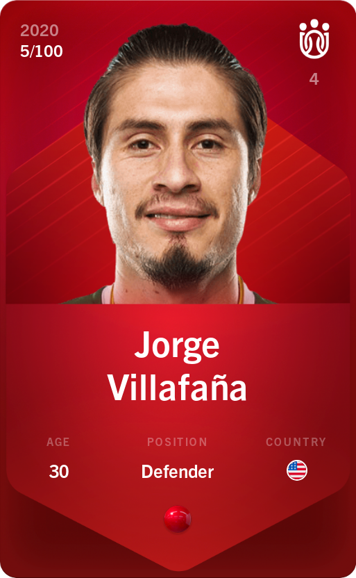 Sorare - Sorare Official - Jorge Villafaña 2020-21 • Rare 5/100 - NFT # 24517200915386854997063640348783199779906063496507414958716899100009057519299