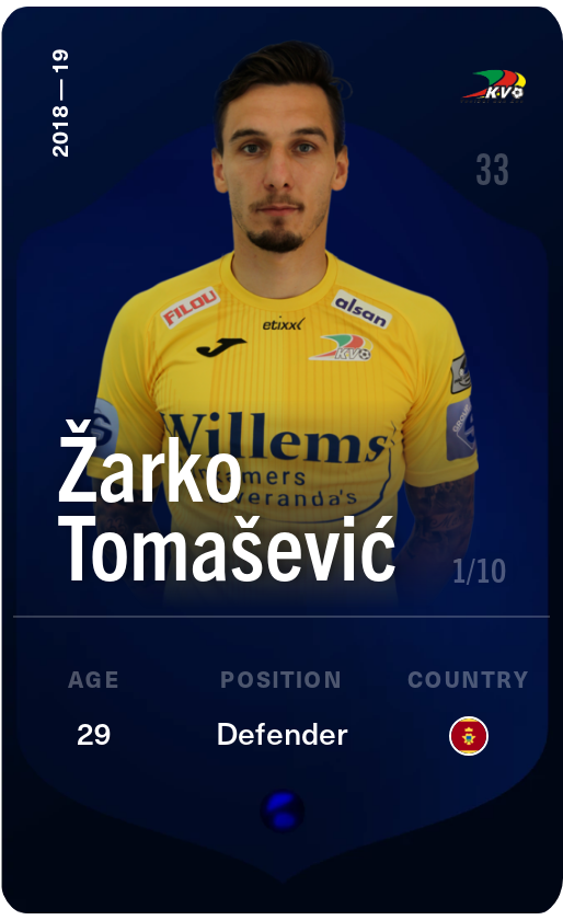 Sorare - Sorare Official - Žarko Tomašević 2018-19 • Super Rare 1/10 - NFT # 113598999331603691541869207860486950433241864450713100933339299121541957202483