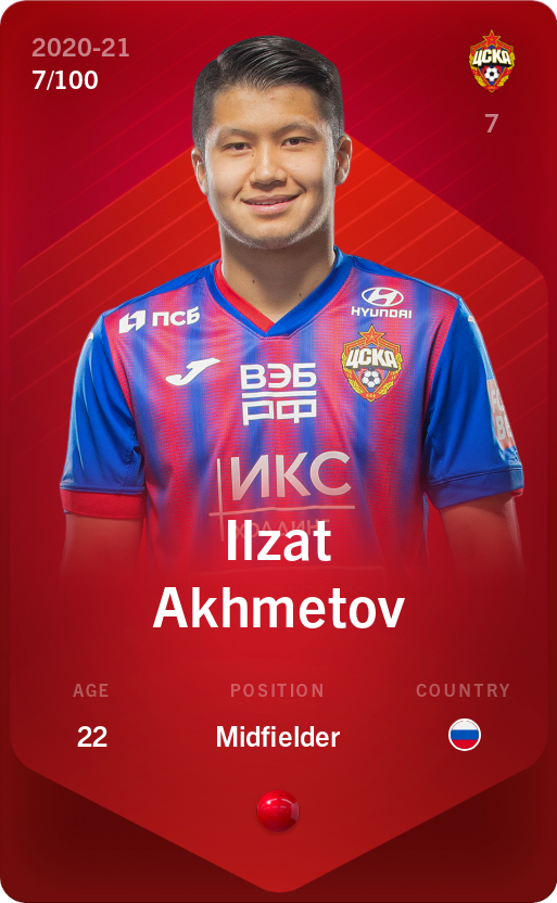 Sorare - Sorare Official - Ilzat Akhmetov 2020-21 • Rare 7/100 - NFT # 110943083218086424211079064110124278603829199133370165922974446703877637072260