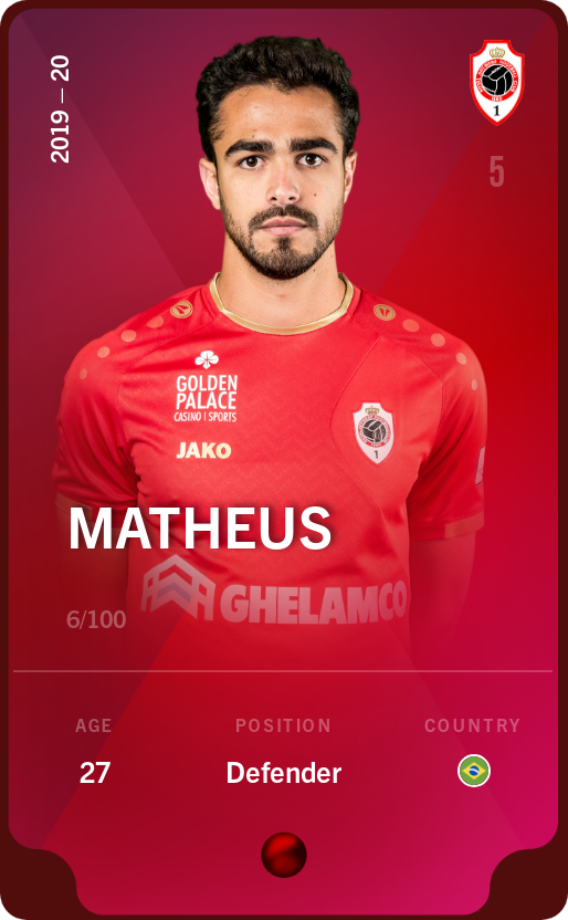 Sorare - Sorare Official - Matheus 2019-20 • Rare 6/100 - NFT # 51707008793632272461606604462626203948786885524198235904917113041782742977792