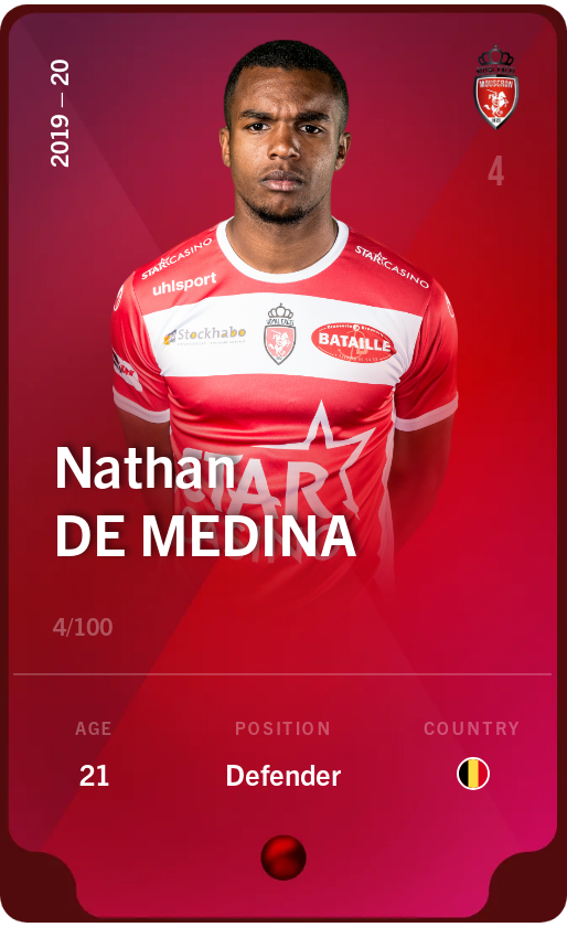 Sorare - Sorare Official - Nathan De Medina 2019-20 • Rare 4/100 - NFT # 88503317230314800435139782020071707877148693733258024629938441170967075483765