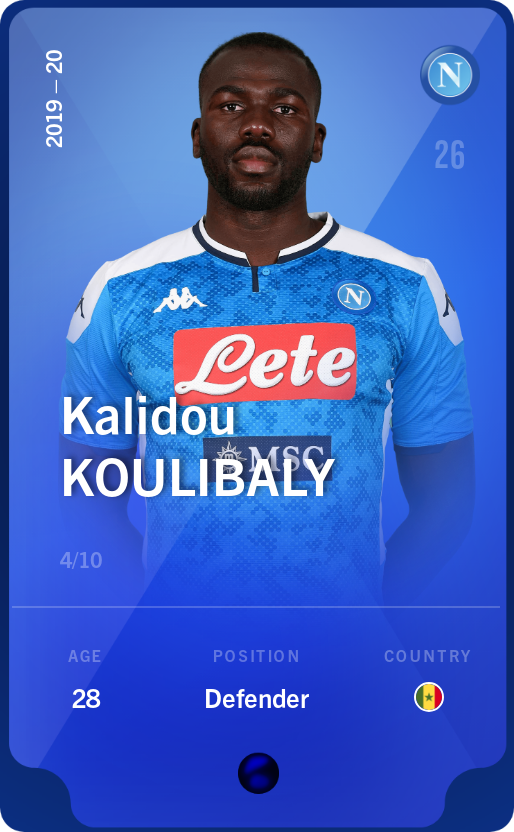 Sorare - Sorare Official - Kalidou Koulibaly 2019-20 • Super Rare 4/10 - NFT # 4055514366453298726857553651094051716466813093533116298533947272229078329426