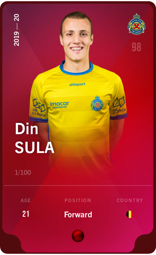 Sorare - Sorare Official - Din Sula 2019-20 • Rare 1/100 - NFT # 22187734104038678486417969065902247558067085001427289931767943394425072181278