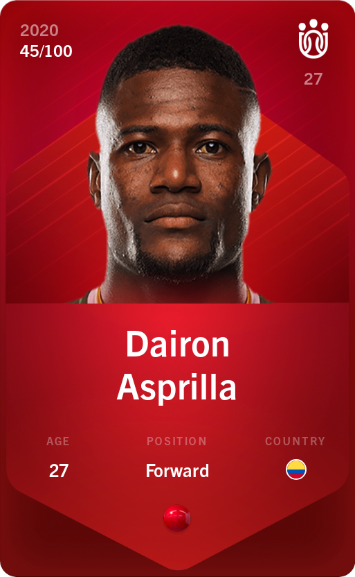 Sorare - Sorare Official - Dairon Asprilla 2020-21 • Rare 45/100 - NFT # 62045159003776892159923847131288110512576524559202957594173618742313984353525