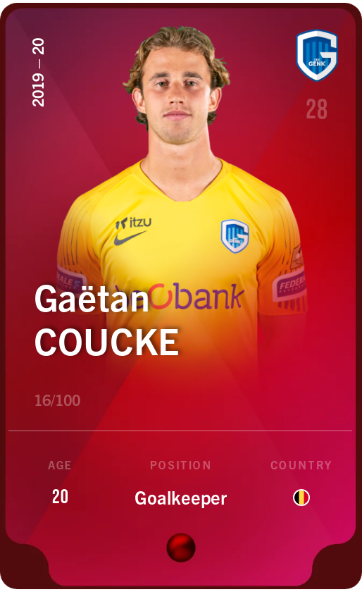Sorare - Sorare Official - Gaëtan Coucke 2019-20 • Rare 16/100 - NFT # 81691146334047270988760611117888409060331332563959691970773918122175902626651