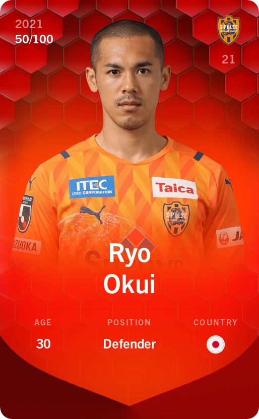Sorare - Sorare Official - Ryo Okui 2021-22 • Rare 50/100 - NFT # 2712013498389784243923813827442669817736178085704796408342145950611929243917