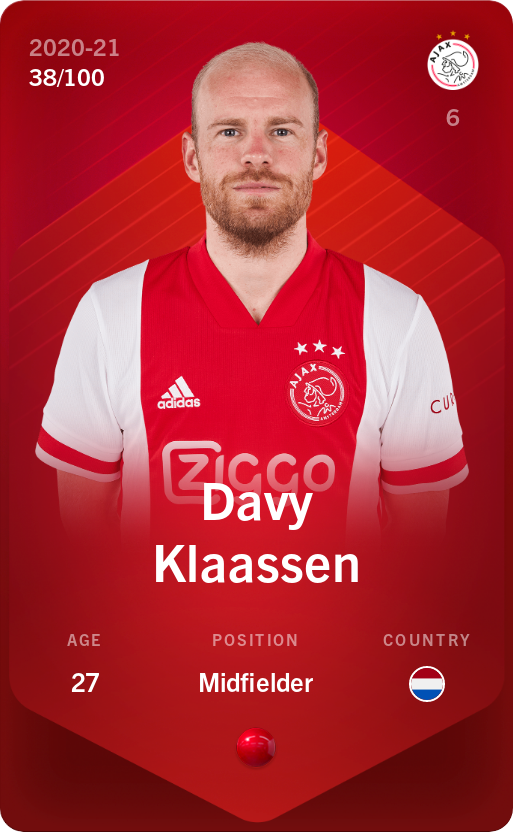 Sorare - Sorare Official - Davy Klaassen 2020-21 • Rare 38/100 - NFT # 32967827720785608050277331175335498519184798040984213186453339242964300858890