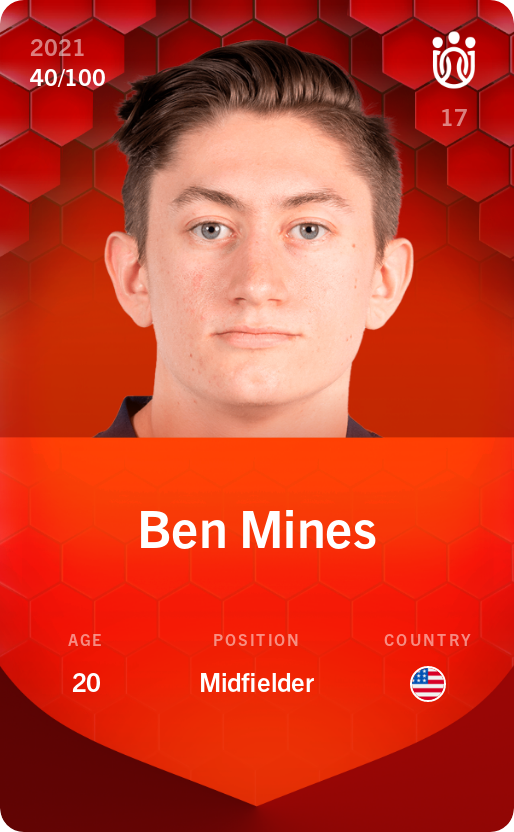 Sorare - Sorare Official -  Ben Mines 2021-22 • Rare 40/100 - NFT # 30168200473126934271436423716959322313821623245872312446564160746313650063968