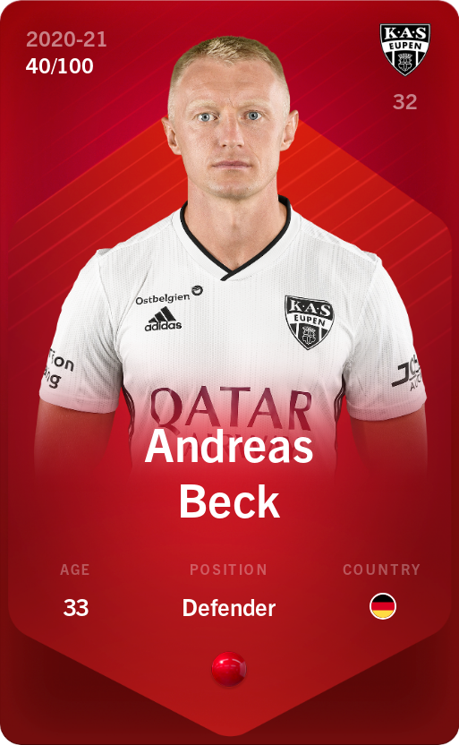 Sorare - Sorare Official - Andreas Beck 2020-21 • Rare 40/100 - NFT # 69974444805039796321973543679799203005142287901603394573413351596732513684984