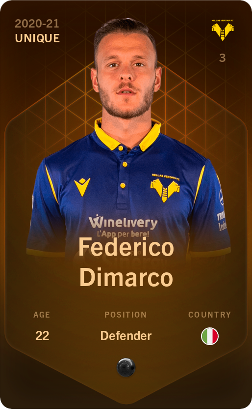 Sorare - Sorare Official - Federico Dimarco 2020-21 • Unique - NFT # 5384179547364489962577889947517187729439832200801477458751913823177215196102