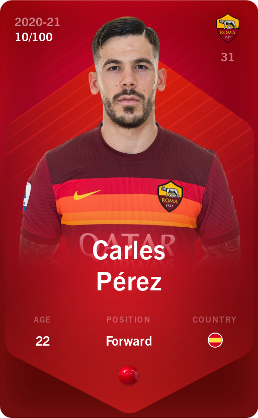 Sorare - Sorare Official - Carles Pérez 2020-21 • Rare 10/100 - NFT # 91887451085380891523836681966359364286367931930936707053693002363796185293814