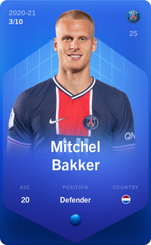 Sorare - Sorare Official - Mitchel Bakker 2020-21 • Super Rare 3/10 - NFT # 33702336249868092778934616116501602547031101759621389116018814748273096106548