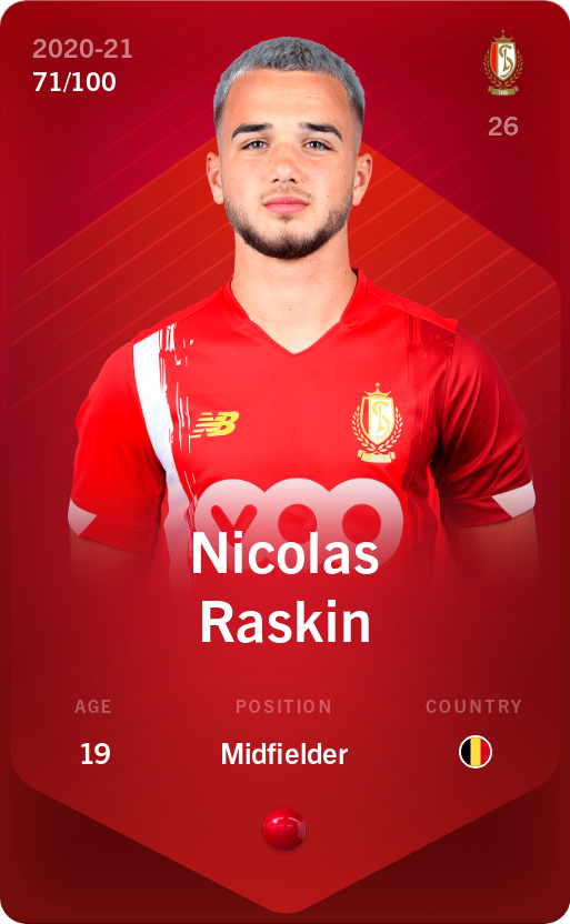 Sorare - Sorare Official - Nicolas Raskin 2020-21 • Rare 71/100 - NFT # 90584382661885188651265282400630653256676200843503240652325802574655618062711