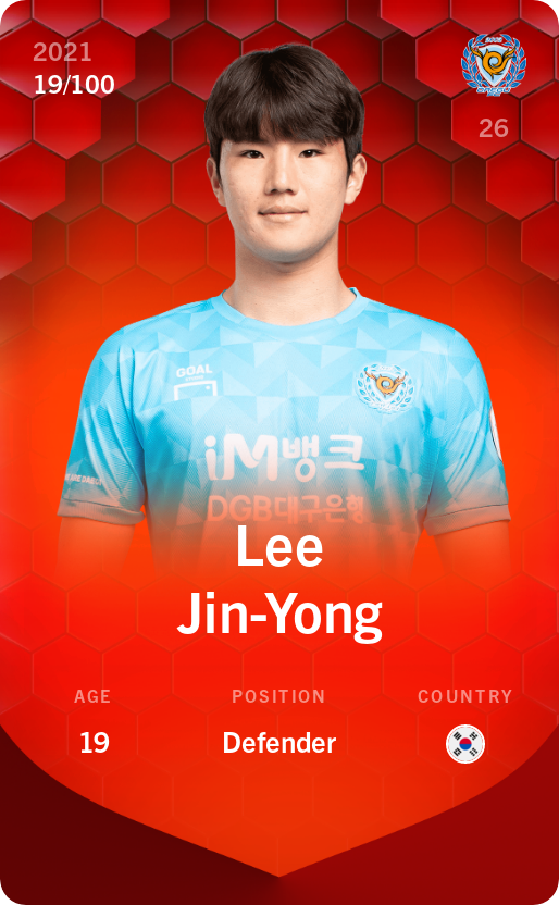 Sorare - Sorare Official - Lee Jin-Yong 2021-22 • Rare 19/100 - NFT # 105319344153210664801424589825800659856268192117339655590847362848762026043713