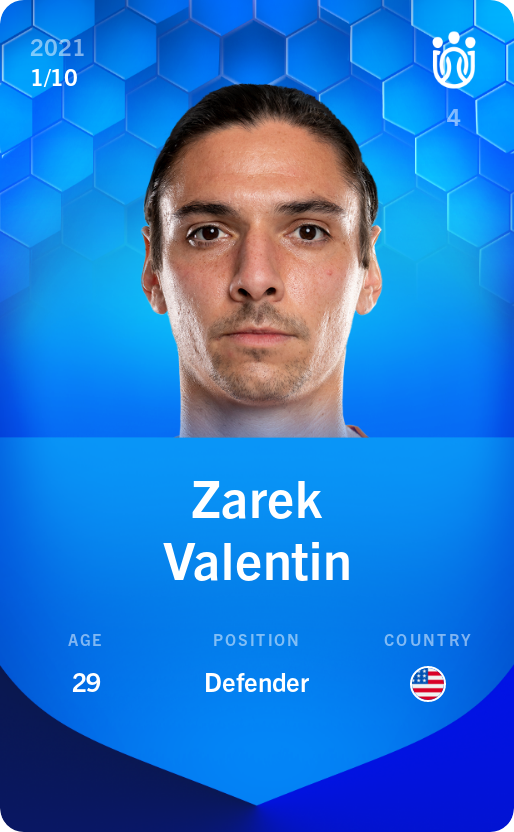 Sorare - Sorare Official - Zarek Valentin 2021-22 • Super Rare 1/10 - NFT # 30743498273680068282543634912390777398984186982179103992513310798952631530092