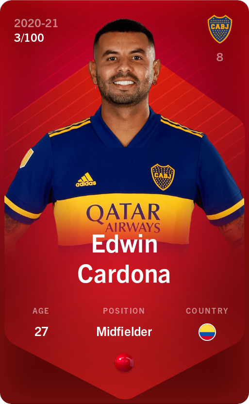 Sorare - Sorare Official - Edwin Cardona 2020-21 • Rare 3/100 - NFT # 6691840693486988545750952630879856948396752058405810265924624087514570520979
