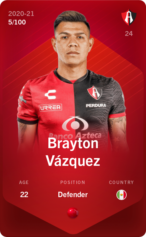 Sorare - Sorare Official - Brayton Vázquez 2020-21 • Rare 5/100 - NFT # 37980916149078444080296880804114469606288035877225767263184604641767117196627
