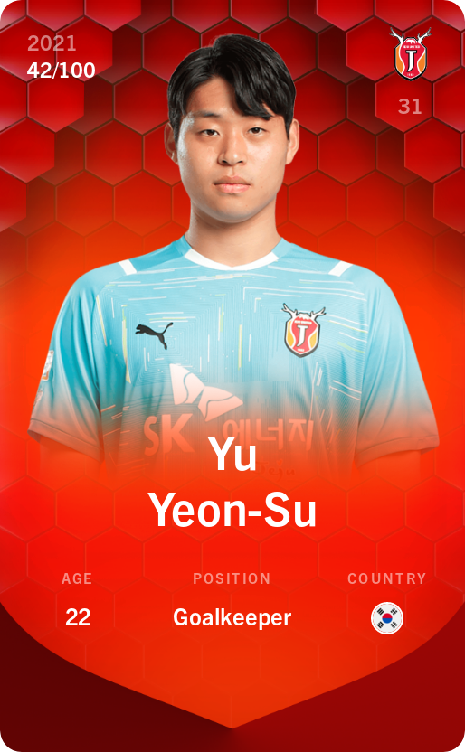 Sorare - Sorare Official - Yu Yeon-Su 2021-22 • Rare 42/100 - NFT # 97150590805412511229657702605634720346498548889357094306433074241180128893848