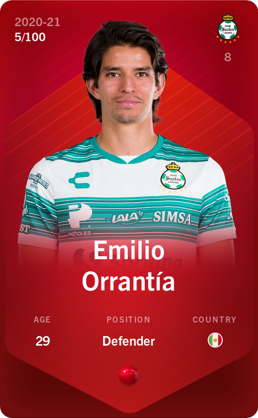 Sorare - Sorare Official - Emilio Orrantía 2020-21 • Rare 5/100 - NFT # 4744414080251038263924292180156686199615624536144199032485593425232715152389
