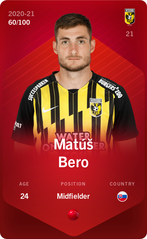 Sorare - Sorare Official - Matúš Bero 2020-21 • Rare 60/100 - NFT # 77654476476039103688368397517000284755143225983370107649421441306087455794307