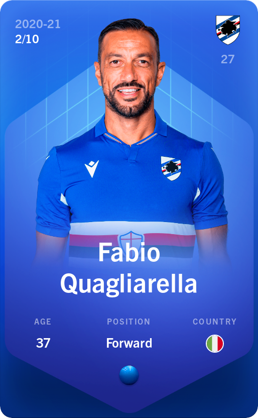 Sorare - Sorare Official - Fabio Quagliarella 2020-21 • Super Rare 2/10 - NFT # 9657375514725627484888077697091268784566020531919776614471586210304235883619