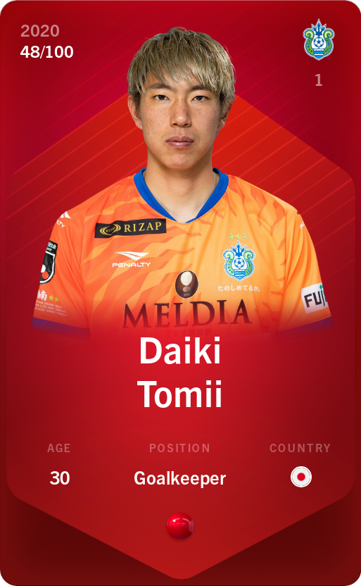 Sorare - Sorare Official - Daiki Tomii 2020-21 • Rare 48/100 - NFT # 691861424942264586610910317015449373264097634680358535443940352731816596391