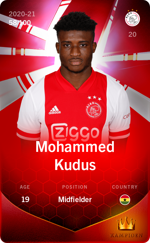 Sorare - Sorare Official - Mohammed Kudus 2020-21 • Rare 58/100 - NFT # 100448546574481735639572785589638351513615073859949585985135581582513869154266