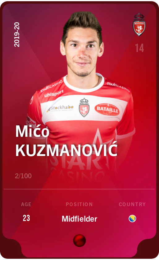 Sorare - Sorare Official - Mićo Kuzmanović 2019-20 • Rare 2/100 - NFT # 45633556071895432951650119230016896289016514052656427854897657619582482550682
