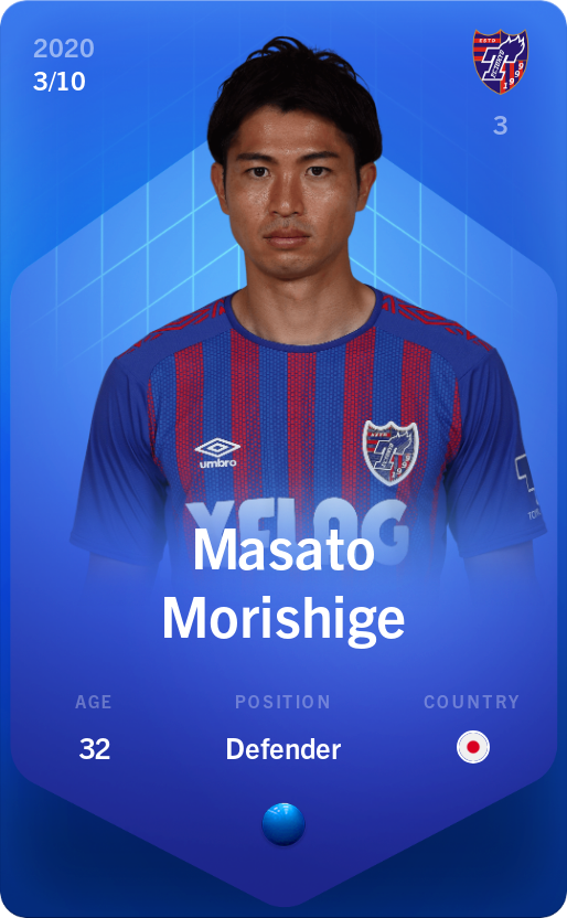 Sorare - Sorare Official - Masato Morishige 2020-21 • Super Rare 3/10 - NFT # 13012448939896672721748757064011933706083020339396839312655592982958303393143