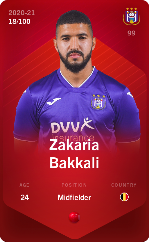 Sorare - Sorare Official - Zakaria Bakkali 2020-21 • Rare 18/100 - NFT # 111370986222423807098535772613647473468609708325062144421019398604698839502778