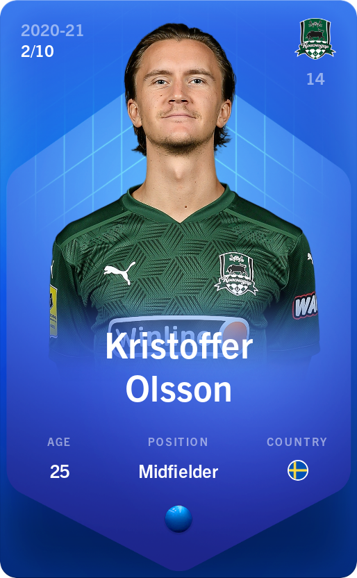 Sorare - Sorare Official - Kristoffer Olsson 2020-21 • Super Rare 2/10 - NFT # 68975492682167516222380889025251557713983671408201903151193356422876578011406