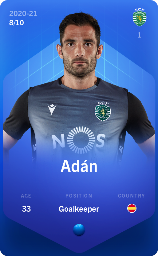 Sorare - Sorare Official - Adán 2020-21 • Super Rare 8/10 - NFT # 47603439851521195249910848102255792905789995715322388235795642490147737845695