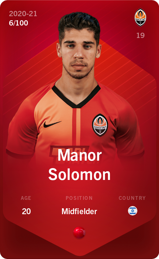 Sorare - Sorare Official - Manor Solomon 2020-21 • Rare 6/100 - NFT # 29240101218624435964396722018736939350001082801625631299357245236844153728847