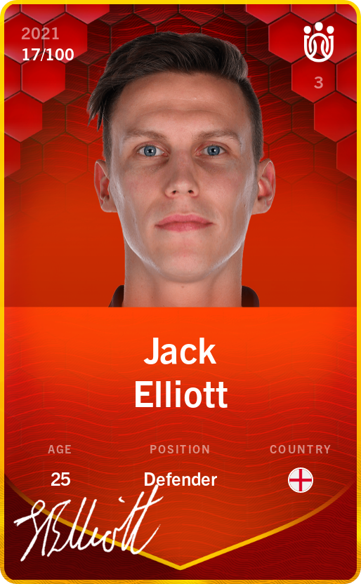 Sorare - Sorare Official - Jack Elliott 2021-22 • Rare 17/100 - NFT # 15203562056113917561896750966432328700567240755536421472440211737144522543104