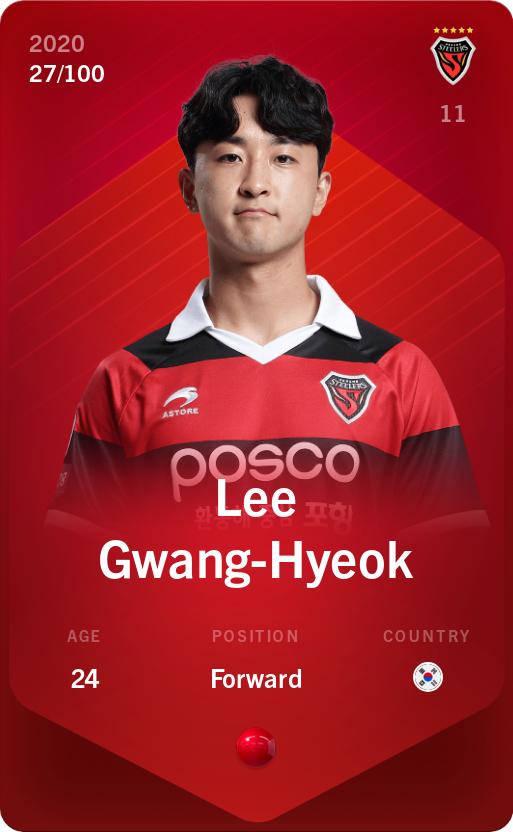 Sorare - Sorare Official - Lee Gwang-Hyeok 2020-21 • Rare 27/100 - NFT # 33480619473841529533250959226953488445156348161964040724348341077562422871710