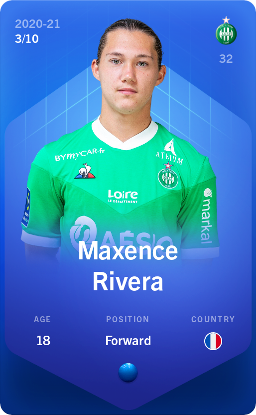 Sorare - Sorare Official - Maxence Rivera 2020-21 • Super Rare 3/10 - NFT # 16504928620710895208355368728236382681501396630324911952164335635747166279181