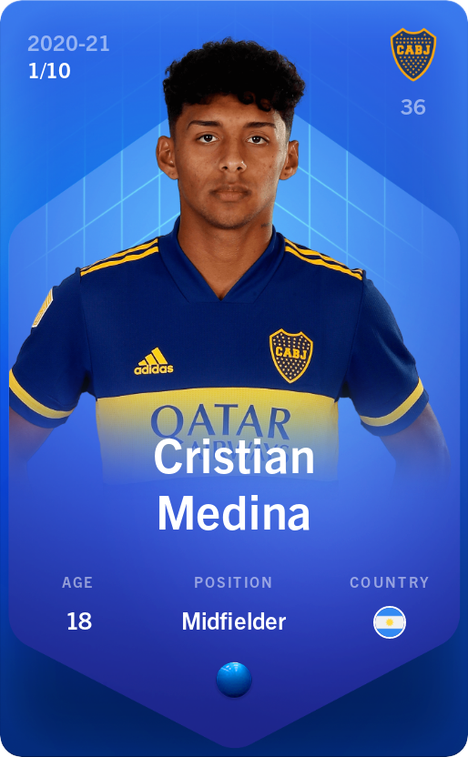 Sorare - Sorare Official - Cristian Medina 2020-21 • Super Rare 1/10 - NFT # 39726882288124596113809924960372492402913439253707960915935923072439050755216