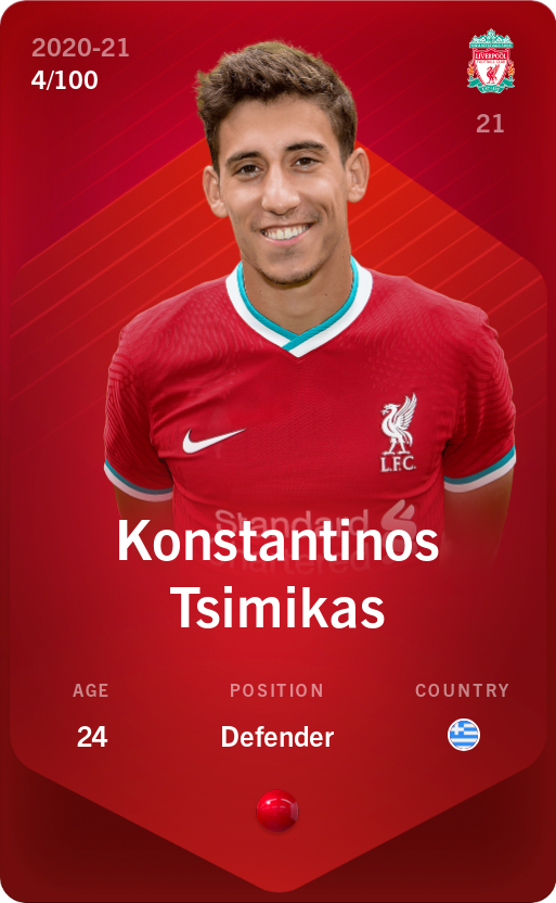 Sorare - Sorare Official - Konstantinos Tsimikas 2020-21 • Rare 4/100 - NFT # 67809920714465642647673792132130446941454223150983972942169717140327831320209