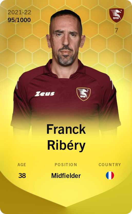 Sorare - Sorare Official - Franck Ribéry 2021-22 • Limited 95/1000 - NFT # 25969453906736967831674980651742482541733323610690445695362074985441993240301
