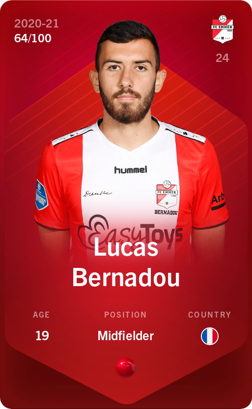 Sorare - Sorare Official - Lucas Bernadou 2020-21 • Rare 64/100 - NFT # 8523622637505001537106363574931369710412031146224056997411537522061198106525