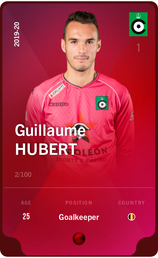 Sorare - Sorare Official - Guillaume Hubert 2019-20 • Rare 2/100 - NFT # 94436990865553977500830270620085194221278250588865691070997136534257470137913