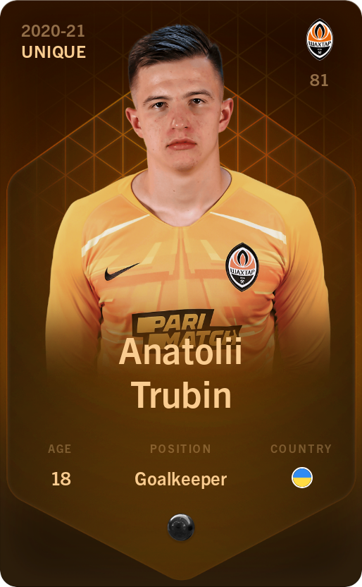 Sorare - Sorare Official - Anatolii Trubin 2020-21 • Unique - NFT # 40125160868645006715444353377968815869395400132061149501802030737569523867152