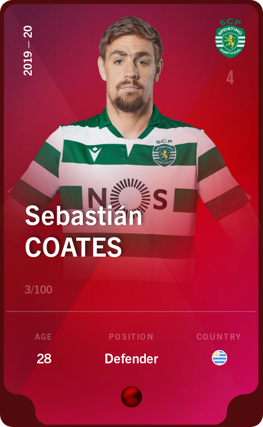 Sorare - Sorare Official - Sebastián Coates 2019-20 • Rare 3/100 - NFT # 52756281653383221023820539060782186358430318826953436415767504481055602201694
