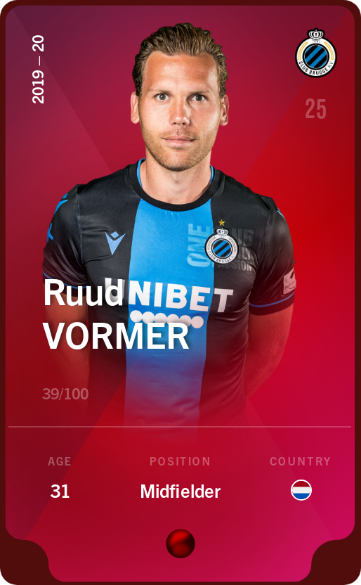 Sorare - Sorare Official - Ruud Vormer 2019-20 • Rare 39/100 - NFT # 68636648953823956853748123703207327253422915556933467241068762771480961431770
