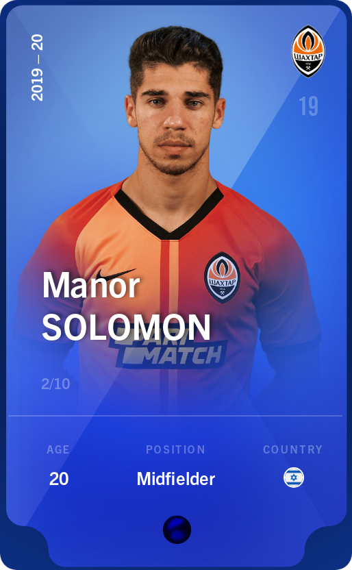 Sorare - Sorare Official - Manor Solomon 2019-20 • Super Rare 2/10 - NFT # 88950648362399064214129941853494328398808322855929604621401236636049712085864