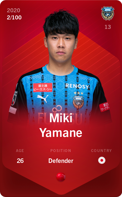 Sorare - Sorare Official - Miki Yamane 2020-21 • Rare 2/100 - NFT # 28606326864932922074649330343652568160187715974203508978990978159512932352248