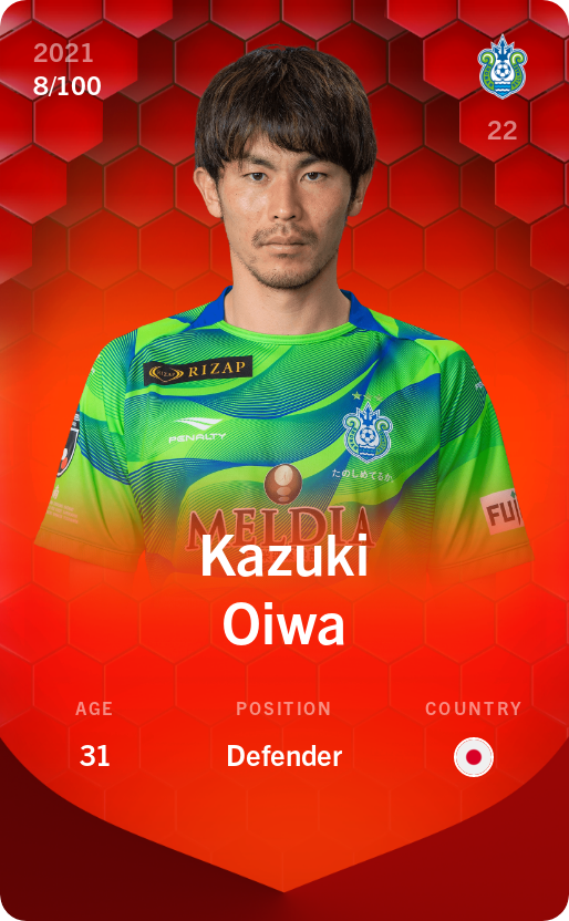 Sorare - Sorare Official - Kazuki Oiwa 2021-22 • Rare 8/100 - NFT # 101623068652857768157381100251166818985241620131283444639844239518987172465894